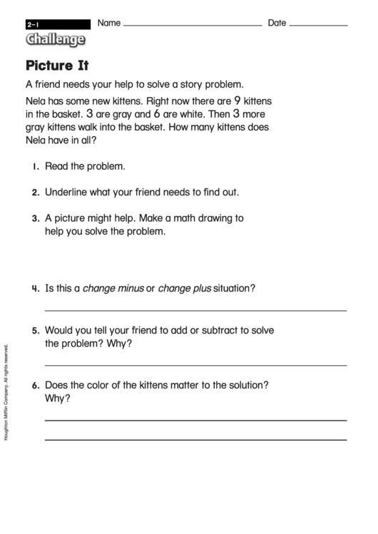 Picture It - Equation Worksheet With Answers