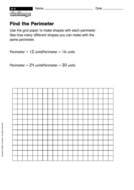 Find The Perimeter - Perimeter Worksheet With Answers