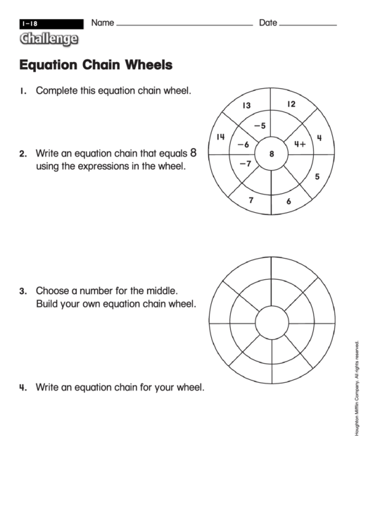 Equation Chain Wheels - Equation Worksheet With Answers Printable pdf
