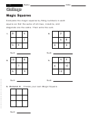 Magic Squares - Math Worksheet With Answers