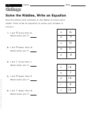 Solve The Riddles, Write An Equation - Equation Worksheet With Answers
