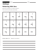 Patterning With Zero - Subtraction Worksheet With Answers