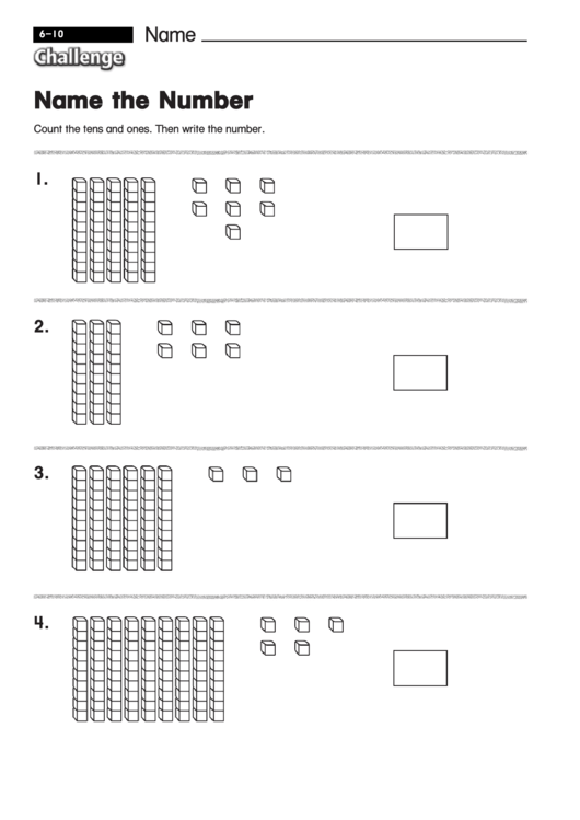 Name The Number - Math Worksheet With Answers Printable pdf