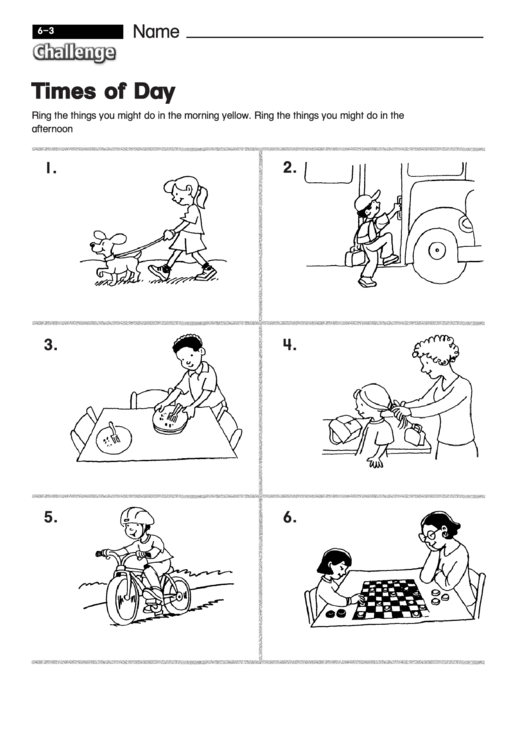 Times Of Day - Science Worksheet With Answers Printable pdf