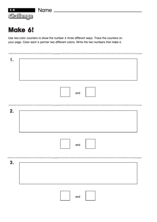 Make 6! - Math Worksheet With Answers Printable pdf