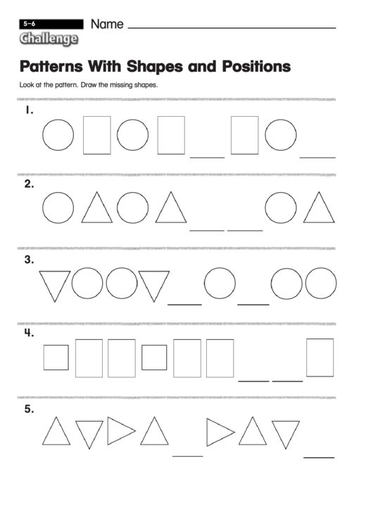 Patterns With Shapes And Positions - Shapes Worksheet With Answers Printable pdf