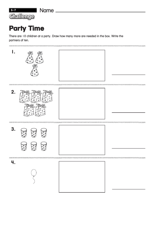 Party Time - Math Worksheet With Answers Printable pdf