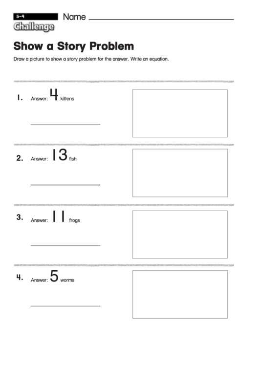 Show A Story Problem - Math Worksheet With Answers Printable pdf
