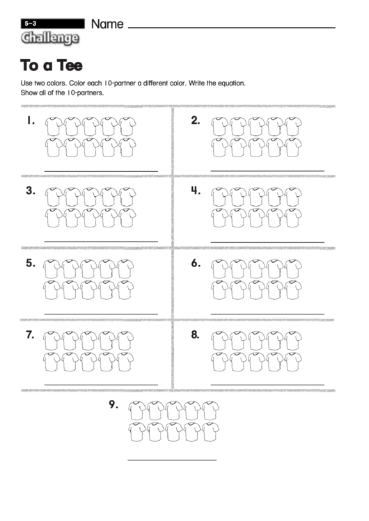 To A Tee - Equation Worksheet With Answers Printable pdf
