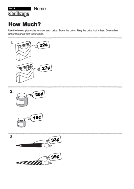 How Much - Math Worksheet With Answers Printable pdf