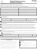 Form Pt-301 - Residual Petroleum Product Exemption Certificate
