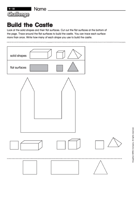 Build The Castle - Shapes Worksheet With Answers