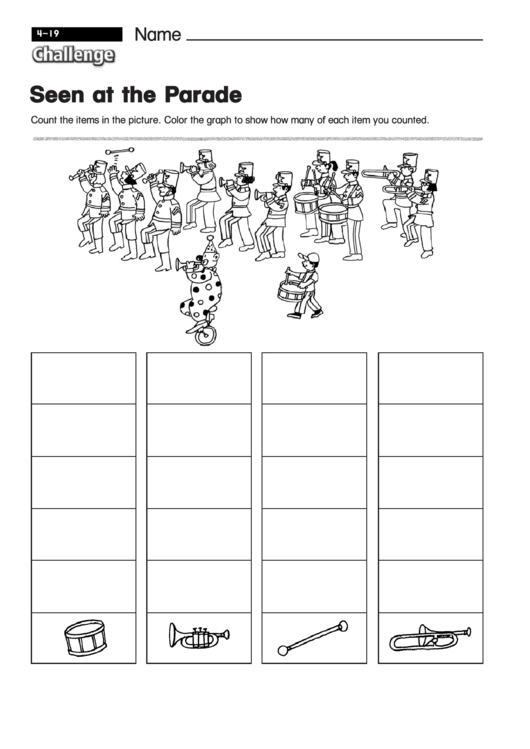 Seen At The Parade - Mathworksheet With Answers Printable pdf