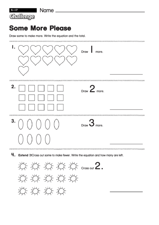 Some More Please - Math Worksheet With Answers Printable pdf