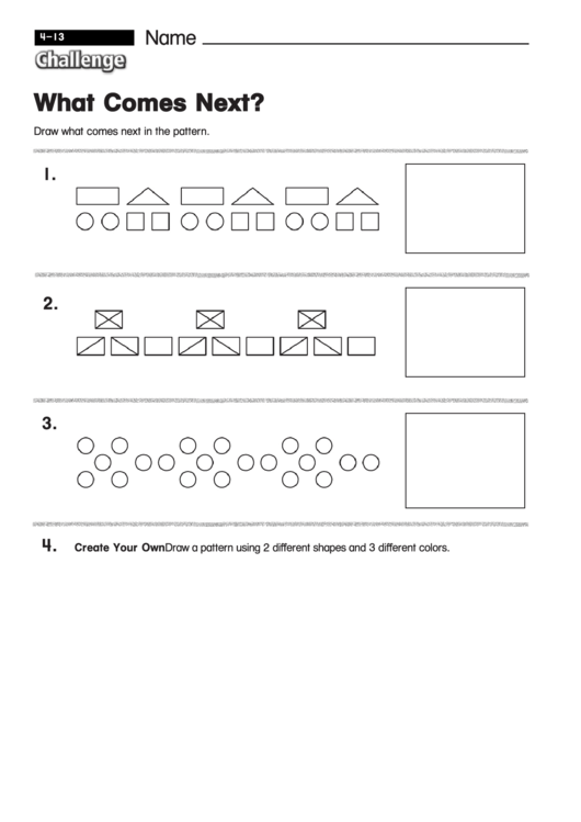 What Comes Next - Shapes Worksheet With Answers Printable pdf
