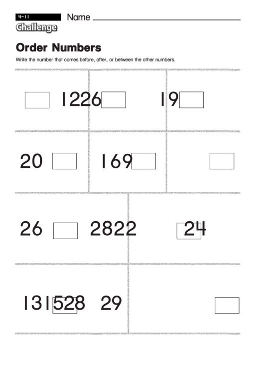 Order Numbers - Math Worksheet With Answers Printable pdf