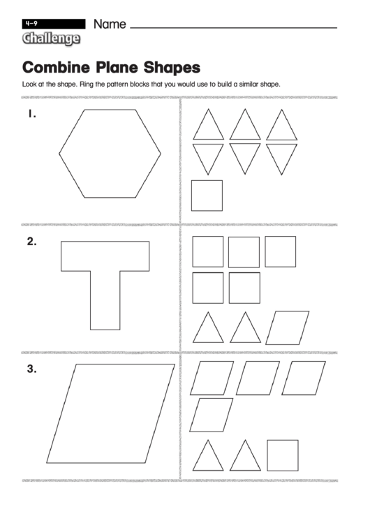 Combine Plane Shapes - Shapes Worksheet With Answers