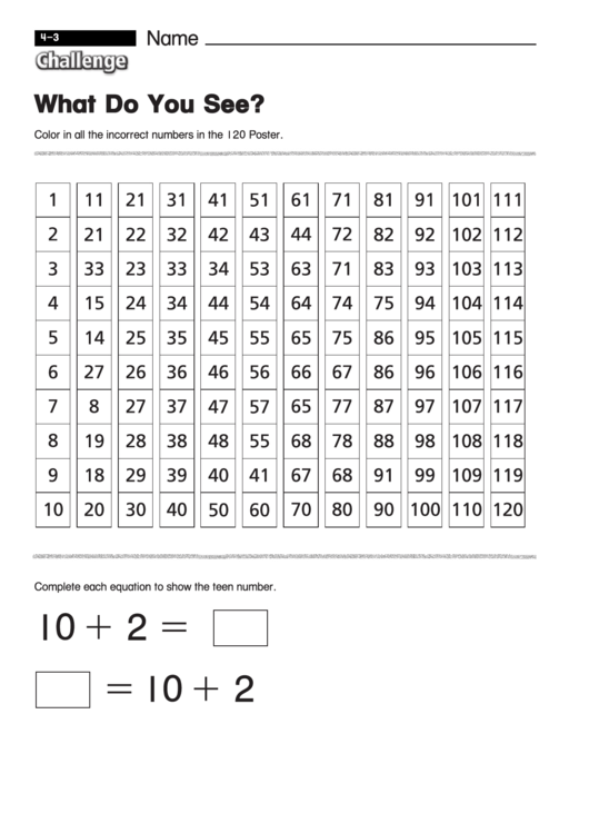 What Do You See - Math Worksheet With Answers Printable pdf