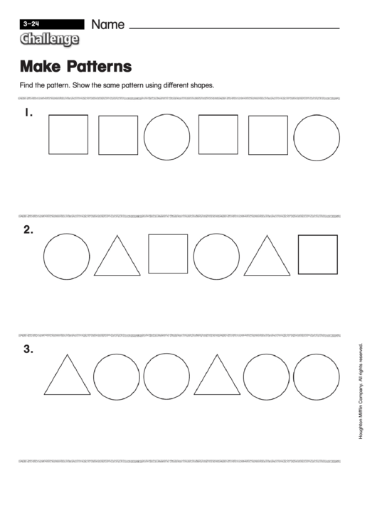 Make Patterns - Shapes Worksheet With Answers Printable pdf