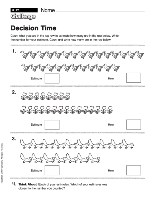 Decision Time - Math Worksheet With Answers Printable pdf