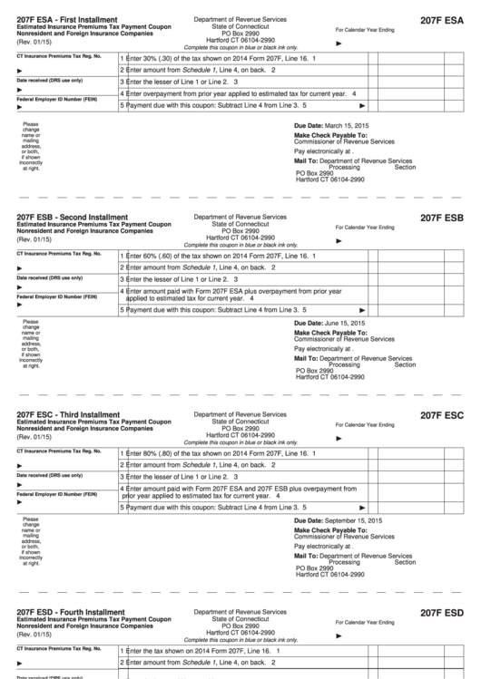 Form 207f - Estimated Insurance Premiums Tax Payment Coupon Nonresident And Foreign Insurance Companies Printable pdf