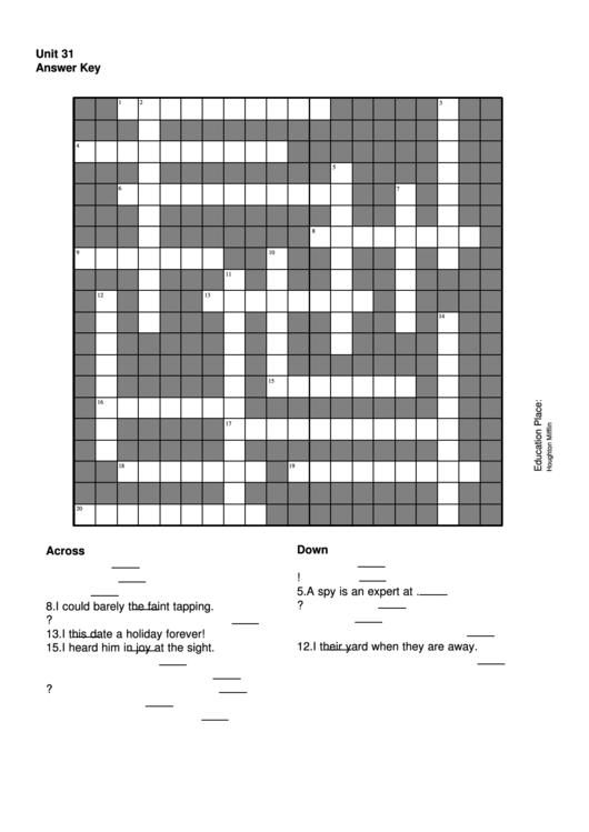 Crossword Puzzle - 20x14 Questions Printable pdf