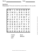 Nutrition Word Search Puzzle Template