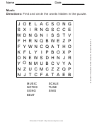 Music Word Search Puzzle Template