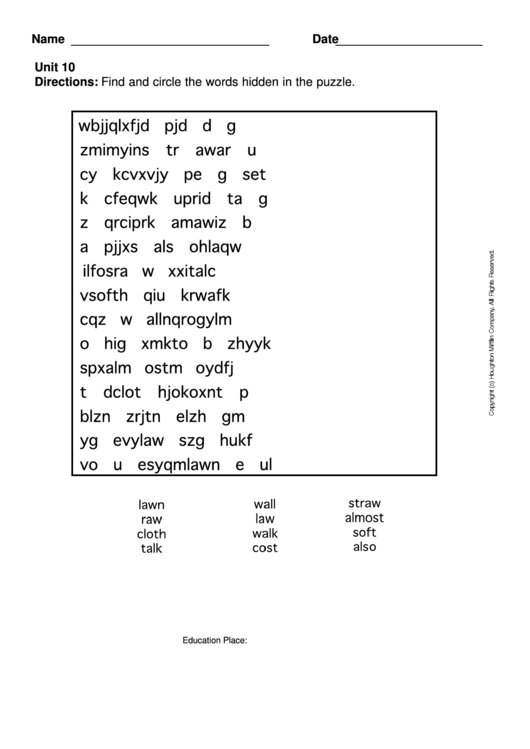 Level 3 Word Search Puzzle Template Printable pdf
