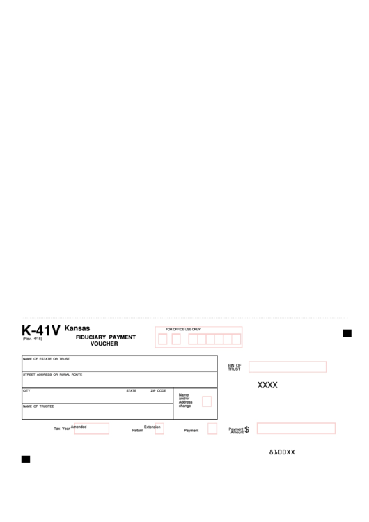 Fillable Form K-41v - Kansas Fiduciary Payment Voucher Printable pdf