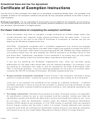 Streamlined Sales And Use Tax Agreement - Certificate Of Exemption Instructions Printable pdf