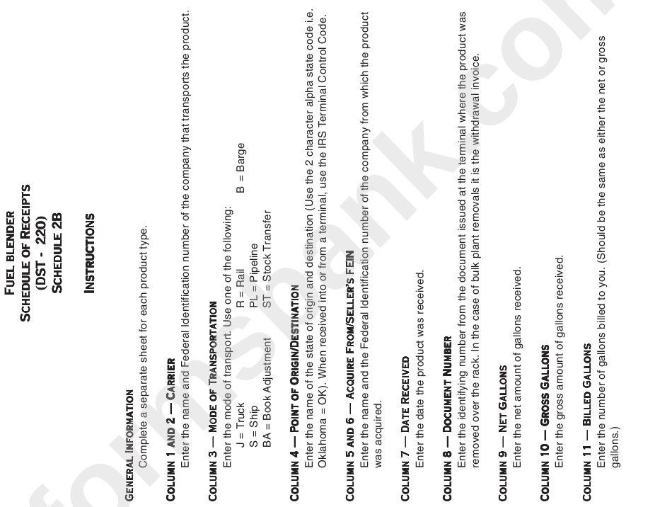 Form 105-50-A - Fuel Blender - Schedule Of Receipts