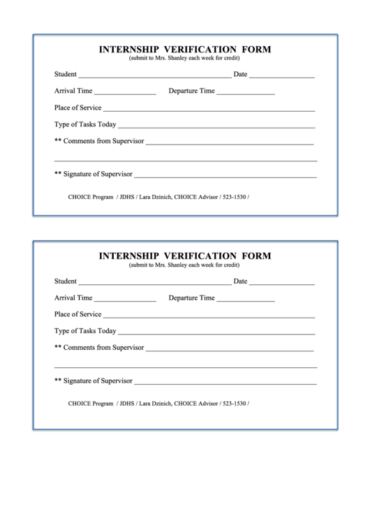 Internship Verification Form