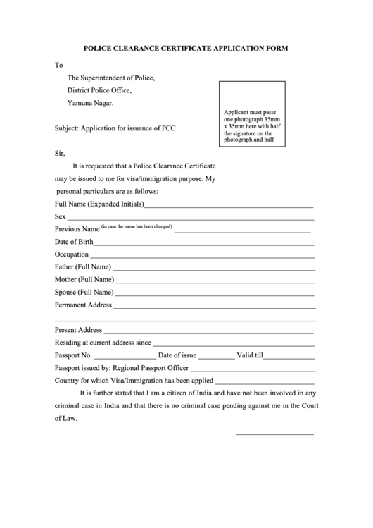 india particulars form