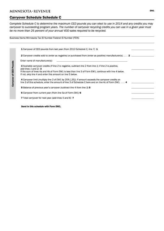 Fillable Schedule C (Form Ew1) Carryover Schedule printable pdf download