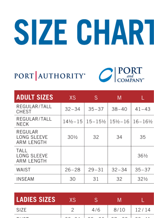 Size Charts - Redhype Printable pdf