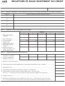 Form 49r - Recapture Of Idaho Investment Tax Credit