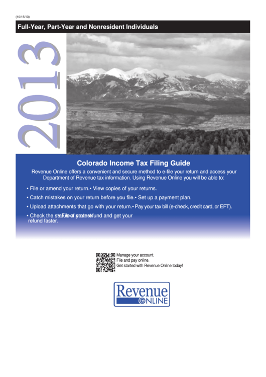 Fillable Colorado Income Tax Filing Guide - 2013 Printable pdf