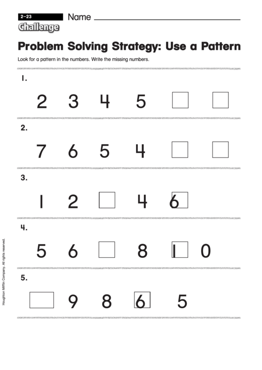 Problem Solving Strategy: Use A Pattern - Math Worksheet With Answers Printable pdf