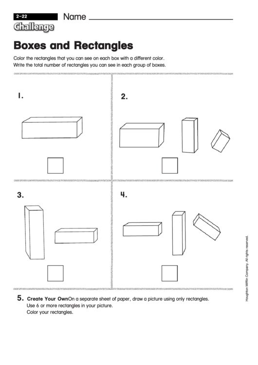 Boxes And Rectangles - Geometry Worksheet With Answers Printable pdf