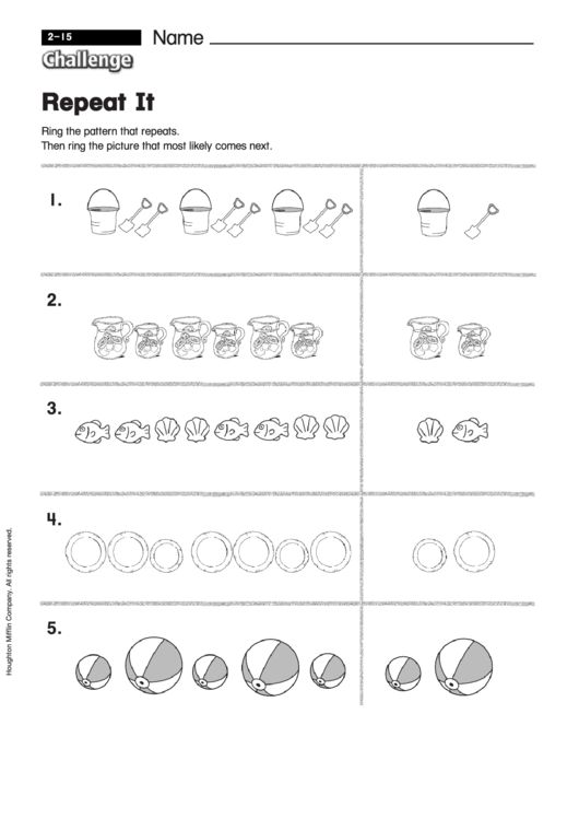 Repeat It - Pattern Worksheet With Answers