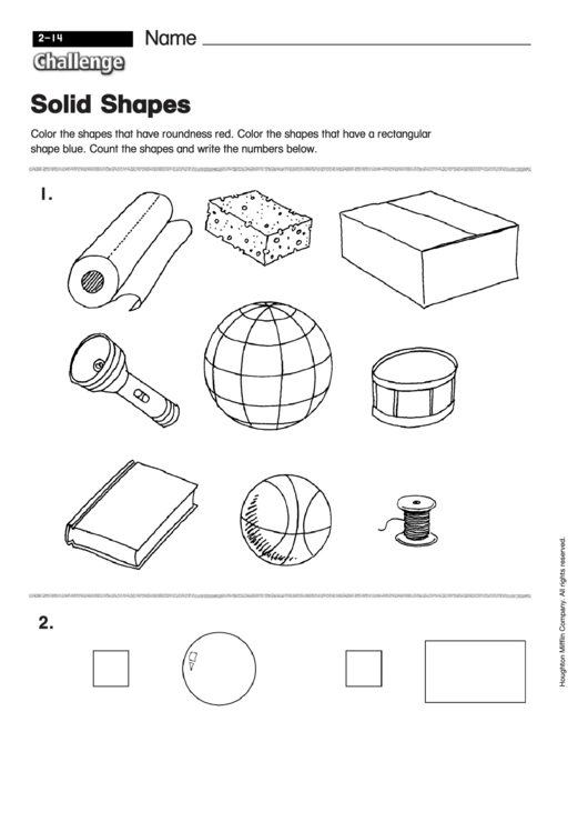 Solid Shapes - Shapes Worksheet With Answers