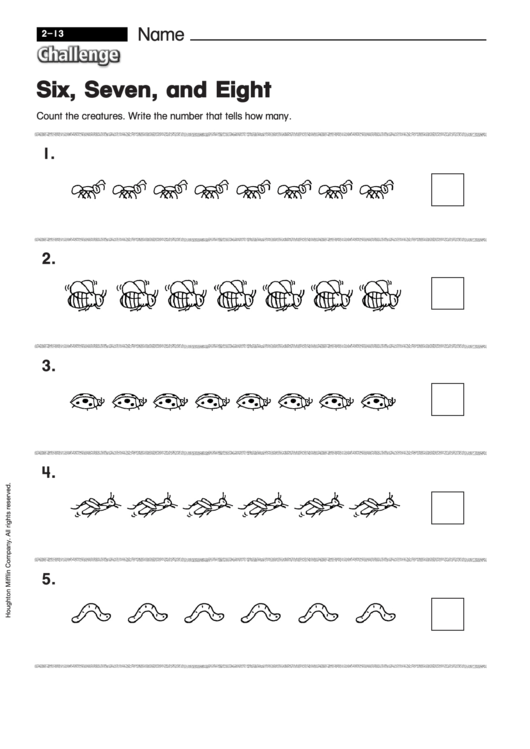Six, Seven, And Eight - Math Worksheet With Answers Printable pdf