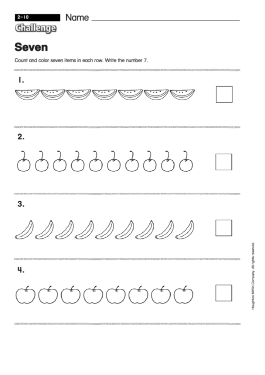 Seven - Math Worksheet With Answers Printable pdf