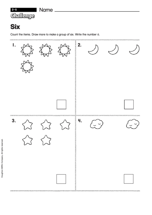 Six - Math Worksheet With Answers Printable pdf