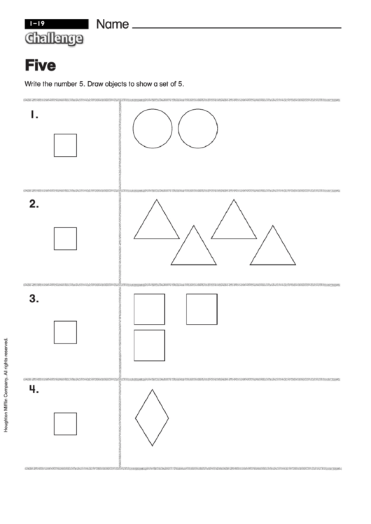 Five - Math Worksheet With Answers Printable pdf