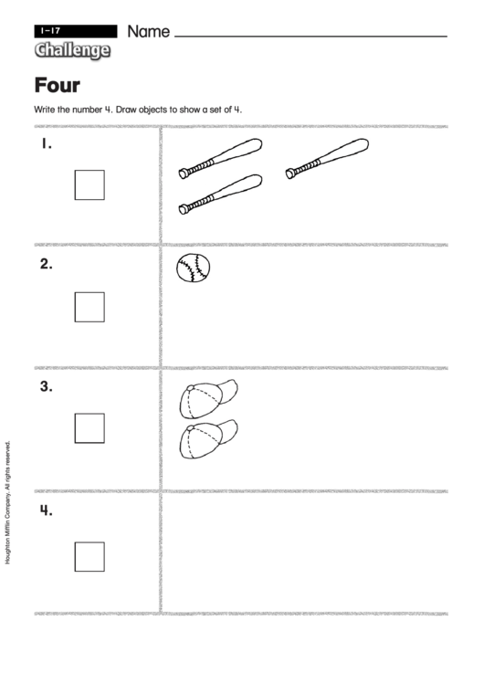 Four - Math Worksheet With Answers Printable pdf