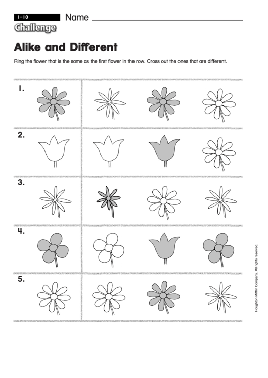 Alike And Different - Pattern Worksheet With Answers Printable pdf