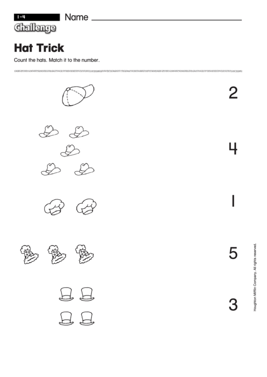 Hat Trick - Math Worksheet With Answers Printable pdf