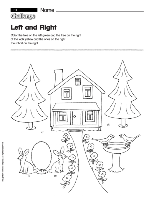 Left And Right - Preschool Worksheet With Answers Printable pdf